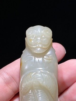 和田玉籽料|宋 和田玉籽料 白玉 罗汉 玉勒 把件挂件