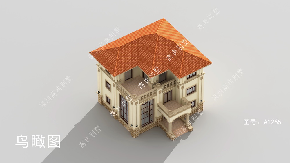 |橘色屋顶设计喜庆吉利,三层户型挑空客厅,让你的家别具一格