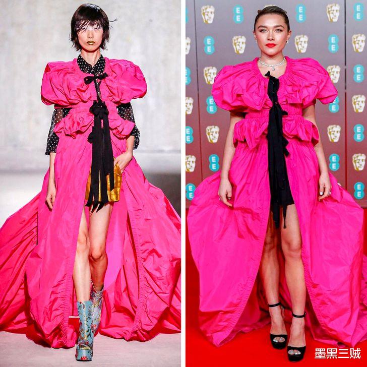 电影|模特明星大对决？同款时装T台红毯秀，15组对比照