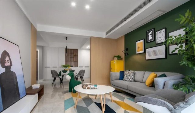 68㎡复古风二居室大黄大绿又不俗气,氛围感十足反而