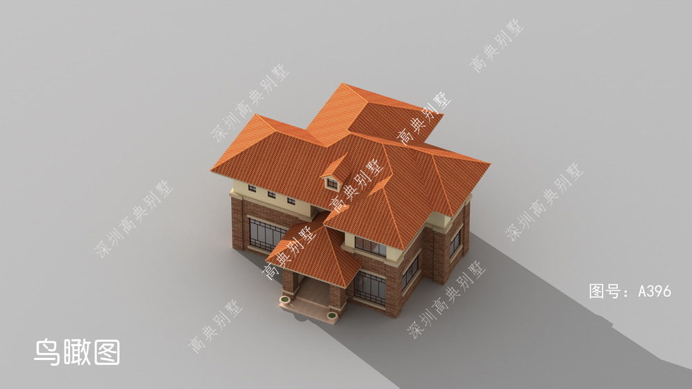 |实用的欧式小别墅，立面层次丰富，整体实用适合乡村盖房。