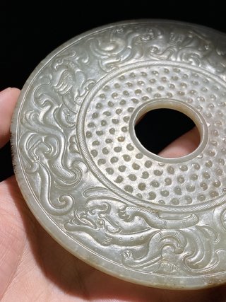 和田玉籽料|明以前 和田玉籽料 螭龙 螭虎 凤纹 乳钉纹 玉璧