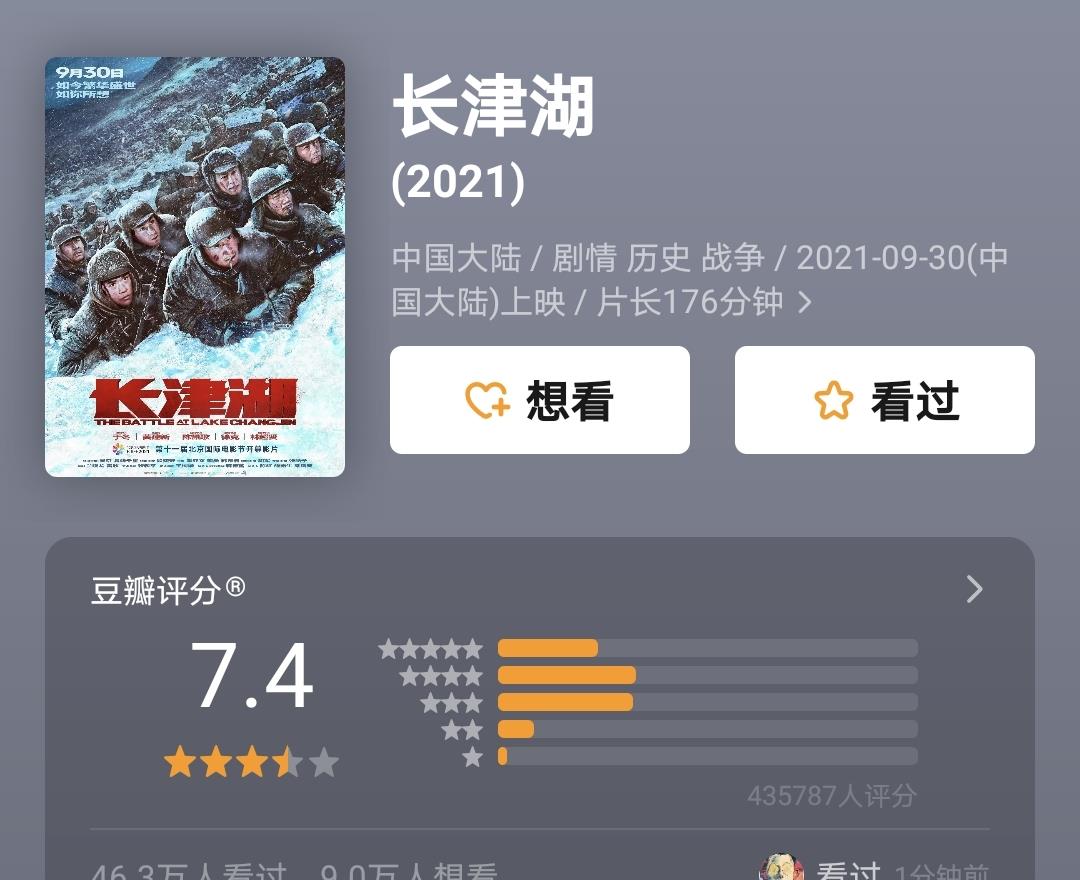 长津湖|《长津湖》评分下降，《少年》成今年国庆档口碑最佳影片