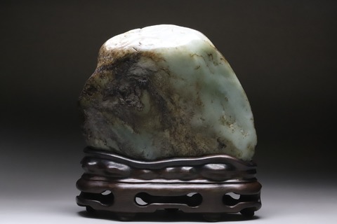 和田玉籽料|舊藏: 和田玉籽料“黑枣皮 李白醉酒山子”摆件