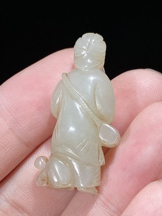 和田玉籽料|宋 和田玉籽料 白玉 凤阳婆戏猴