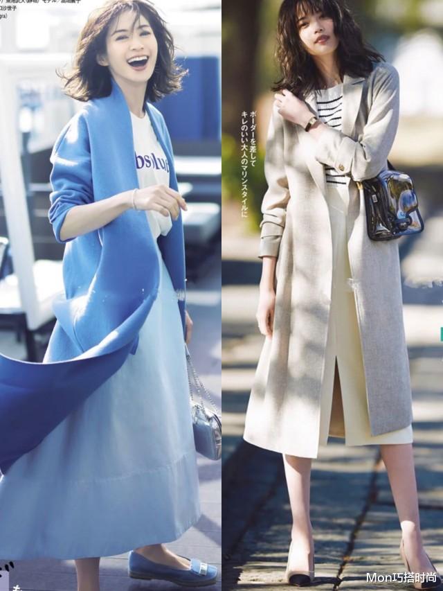 Mon巧搭时尚|风衣下面不一定要穿裤子,今年流行配半裙,时髦显瘦,又气质高级