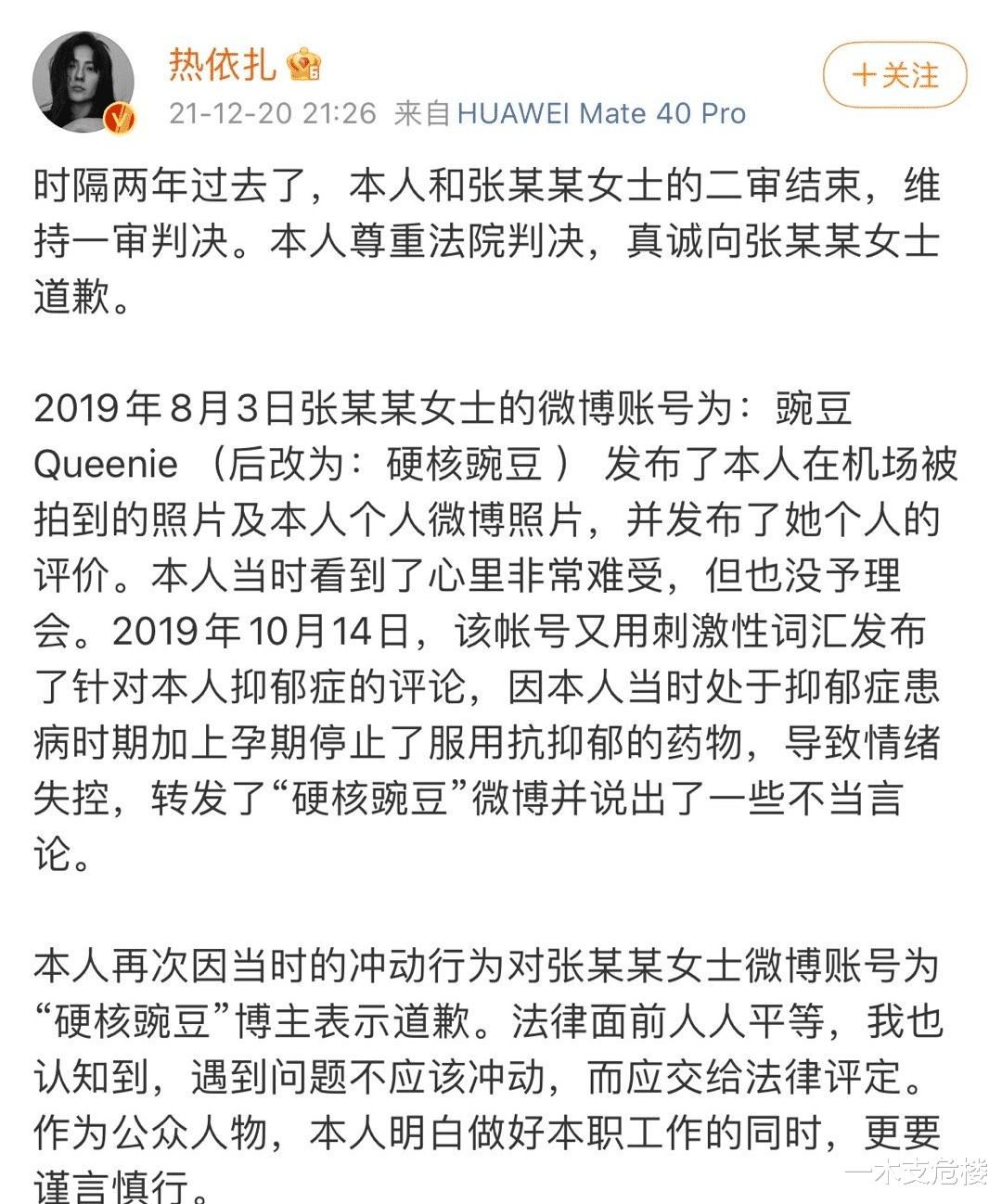 热依扎|为什么热依扎要向硬核豌豆道歉？看看热搜词是什么就明白了！
