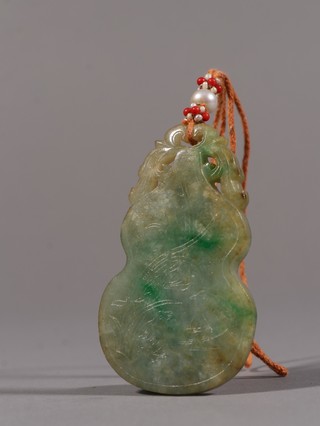 翡翠|清 老翡翠大吉葫芦牌。