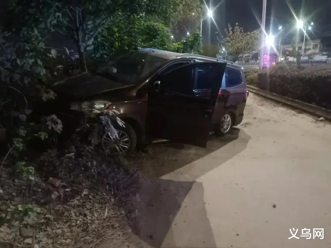 东阳一对夫妻吵架 抢夺方向盘撞上花坛