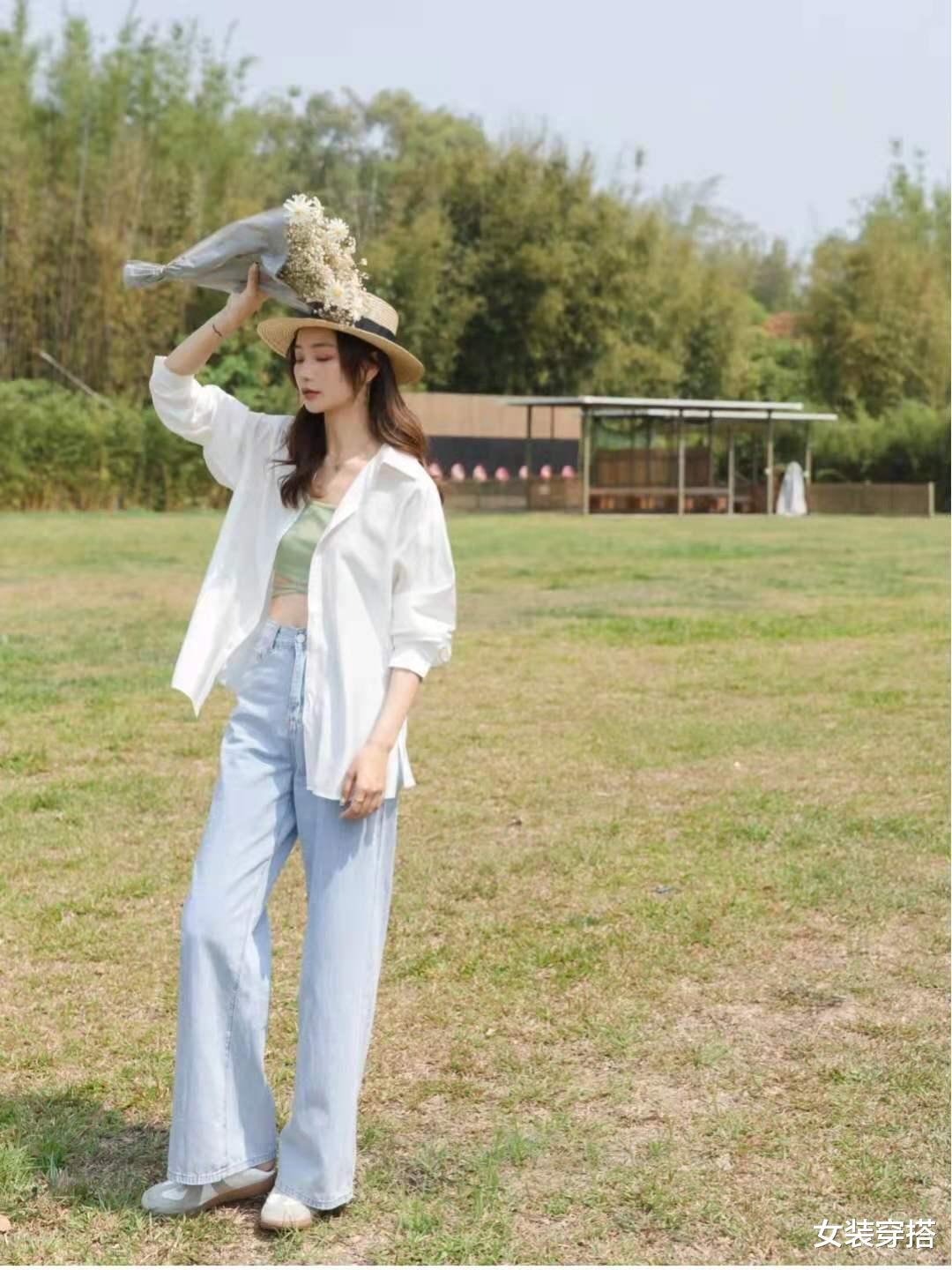 女装穿搭|早秋衬衫下面配什么裤子好看