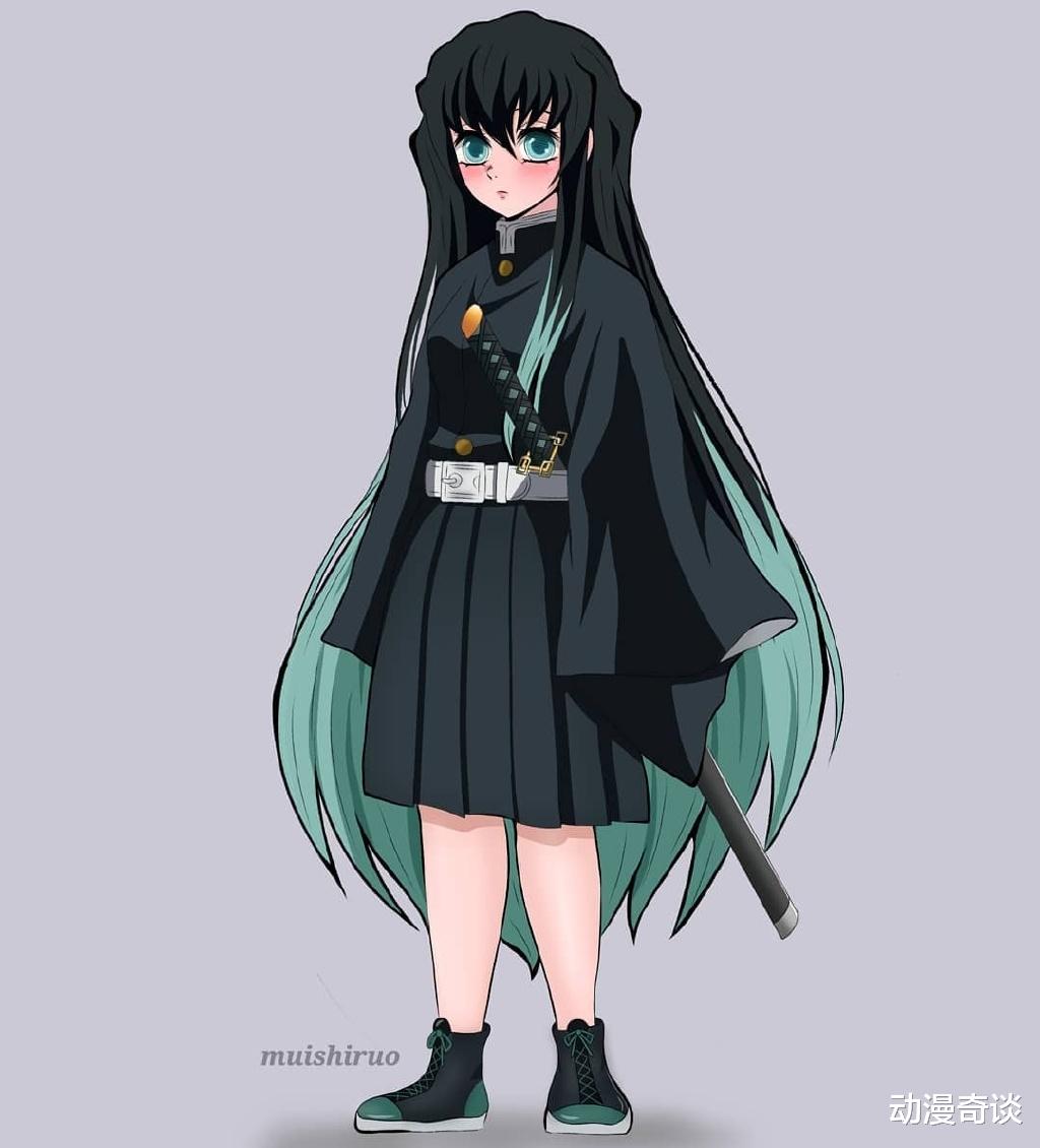 |被画师改变性别的九柱，蛇柱长发及腰，蝴蝶忍和义勇配一脸