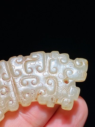 玉佩|春秋 和田玉籽料 白玉 蟠虺纹 玉璜 玉佩 挂件