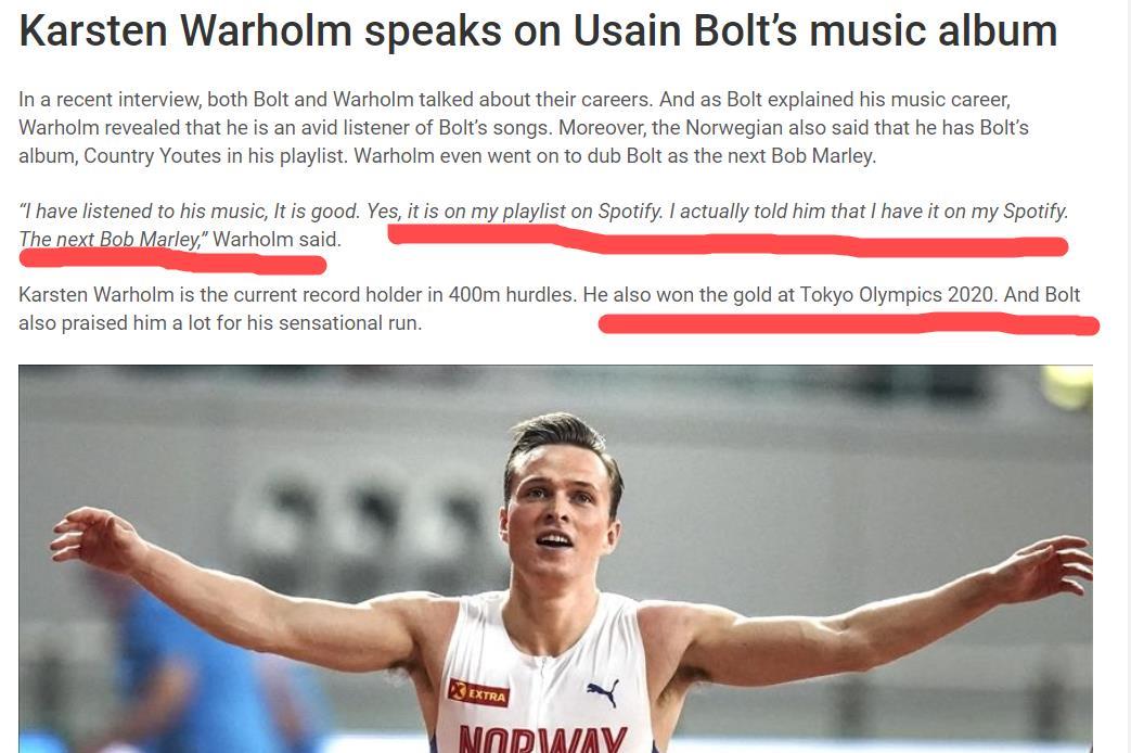 长脖子爸比说|商业互吹?博尔特盛赞400米栏天才,后者:博尔特的音乐我天天听