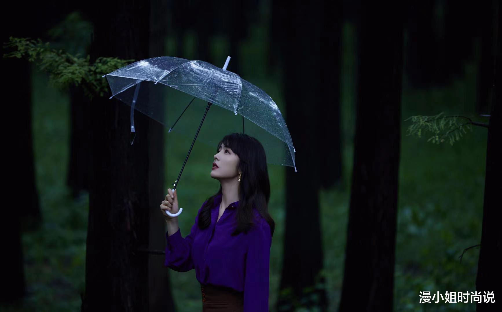 衬衫|蔡文静穿紫色系衬衫很高级，这一身适合职场小白学习