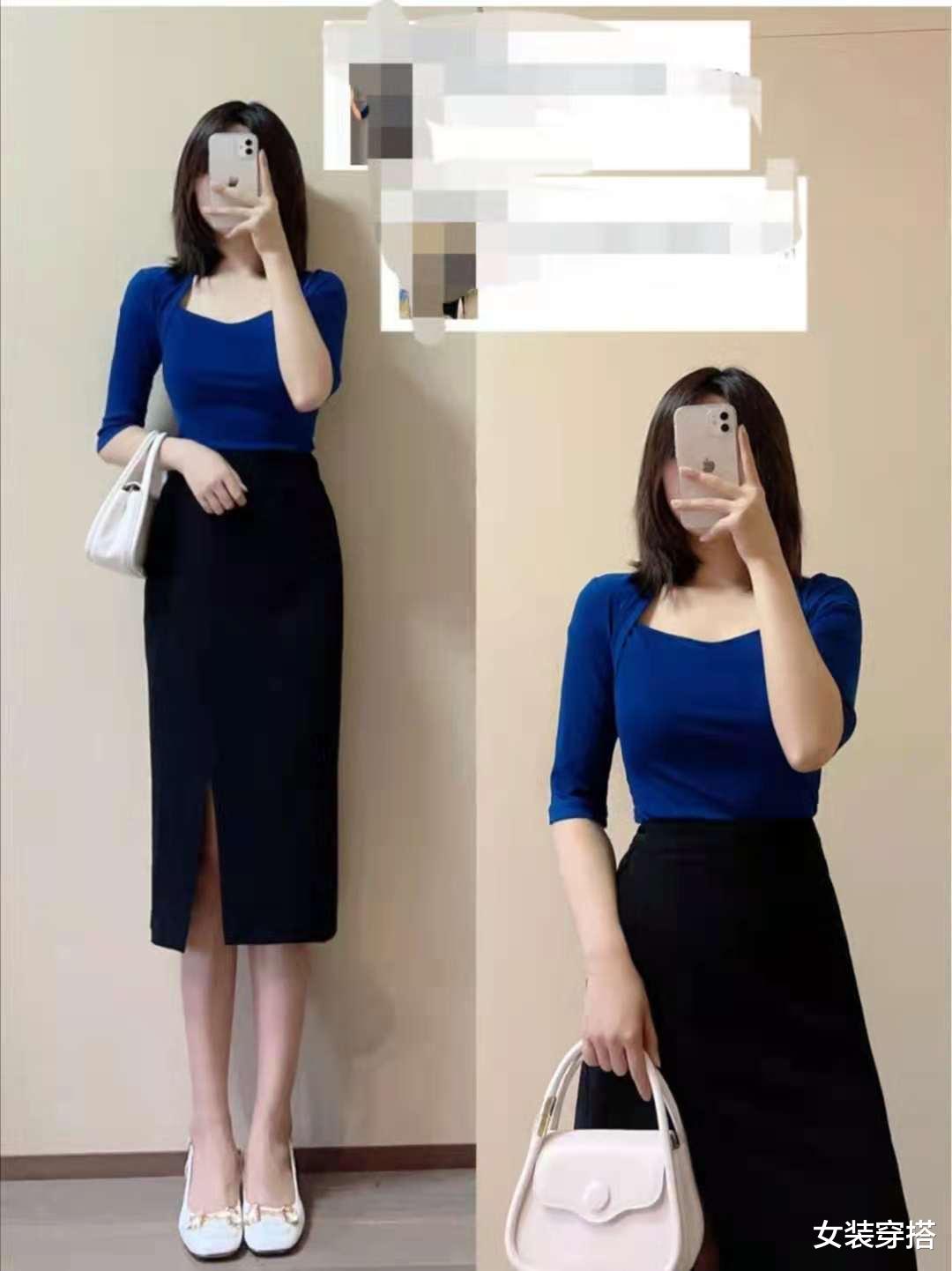 女装穿搭|黑色开叉裙搭配什么上衣和鞋子