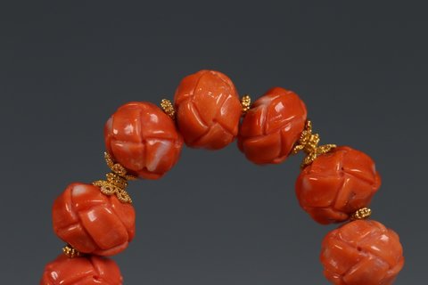 珊瑚|清 珊瑚绳结手串