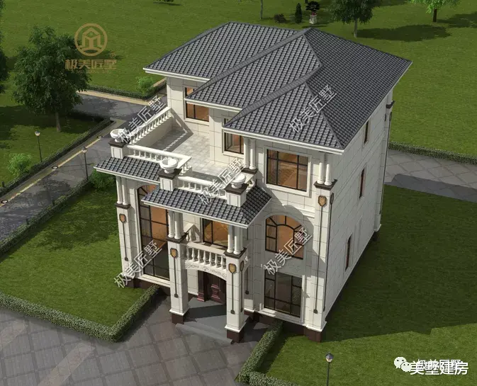 11.5×10.9米,三层简欧别墅,造型经典时尚,值得一看!