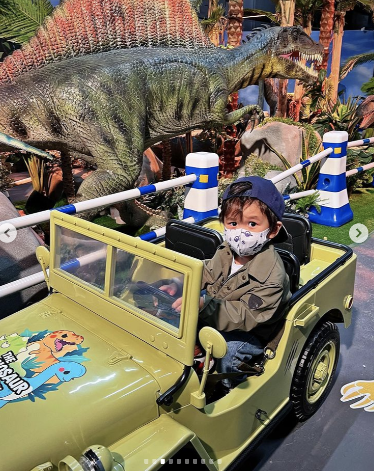 胡杏儿|胡杏儿老公晒带娃日常，周末陪儿子游儿童展览，一人抱俩娃超有爱