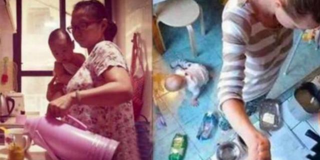 全能辣妈plus|中国妈妈累成狗？一组中外宝妈带娃对比图火了，看完太扎心