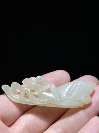 和田玉籽料|清 和田玉籽料 白玉 玉螳螂