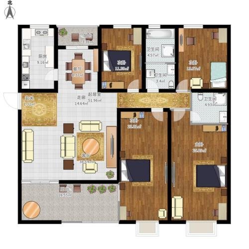 189平轻奢四居室,爱马仕橙色、金属铜色突破沉闷的空间
