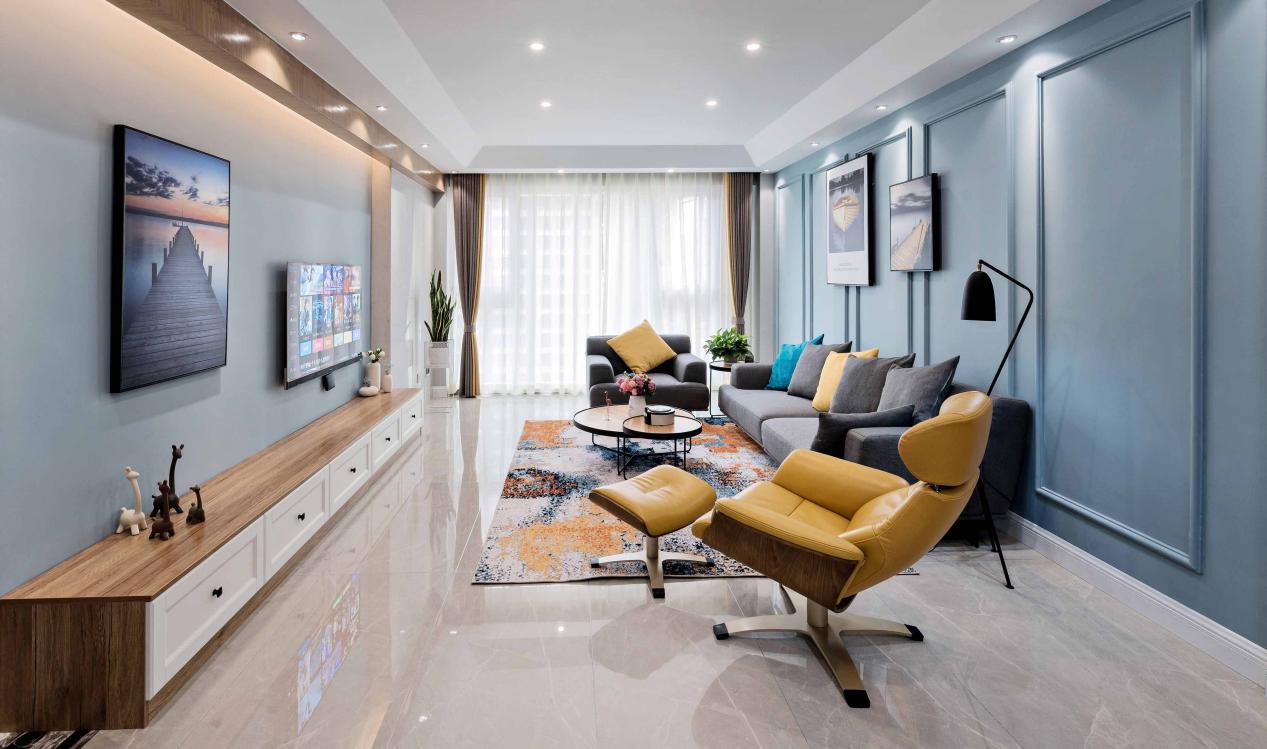 110㎡北欧风,清新蓝打造层次感,简单又舒适的家居属性!