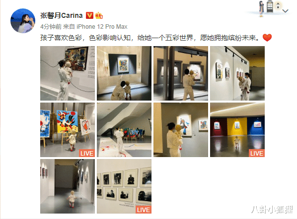 lisa|张馨月带女儿看画展，一岁格格已可独立行走，姿势超可爱