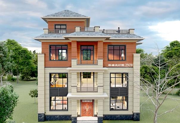 简约派三层自建房设计,8房带露台,宅基地130平内的兄弟看过来