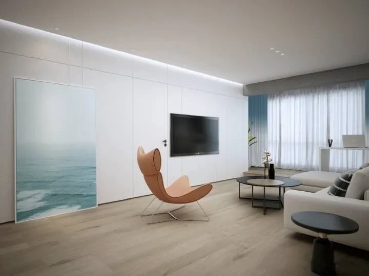 118平米的现代简约风，入户整个空间大气迷人，开放式的设计好看