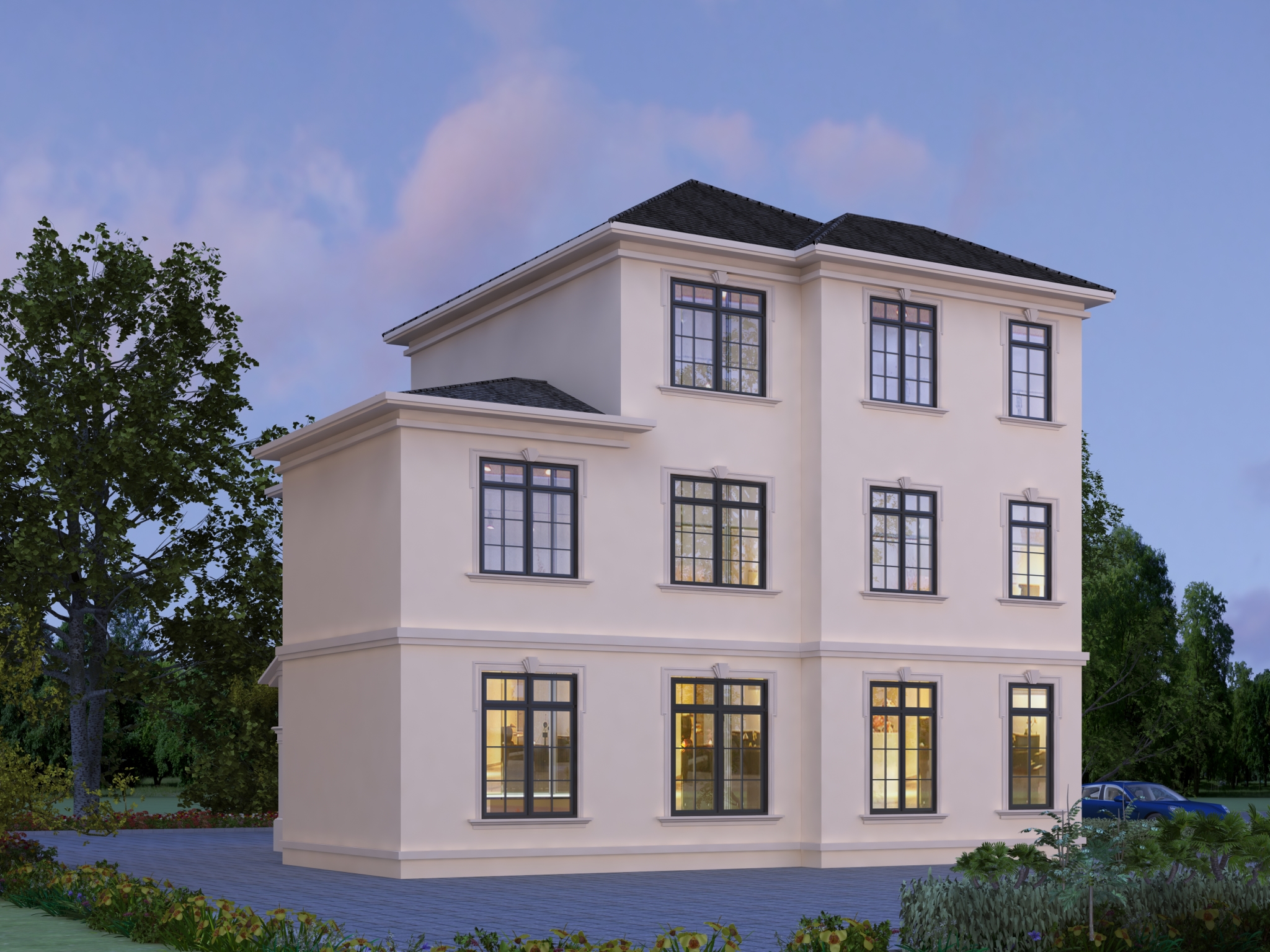 |三层农村自建房，旋转楼梯仿佛住进了城堡