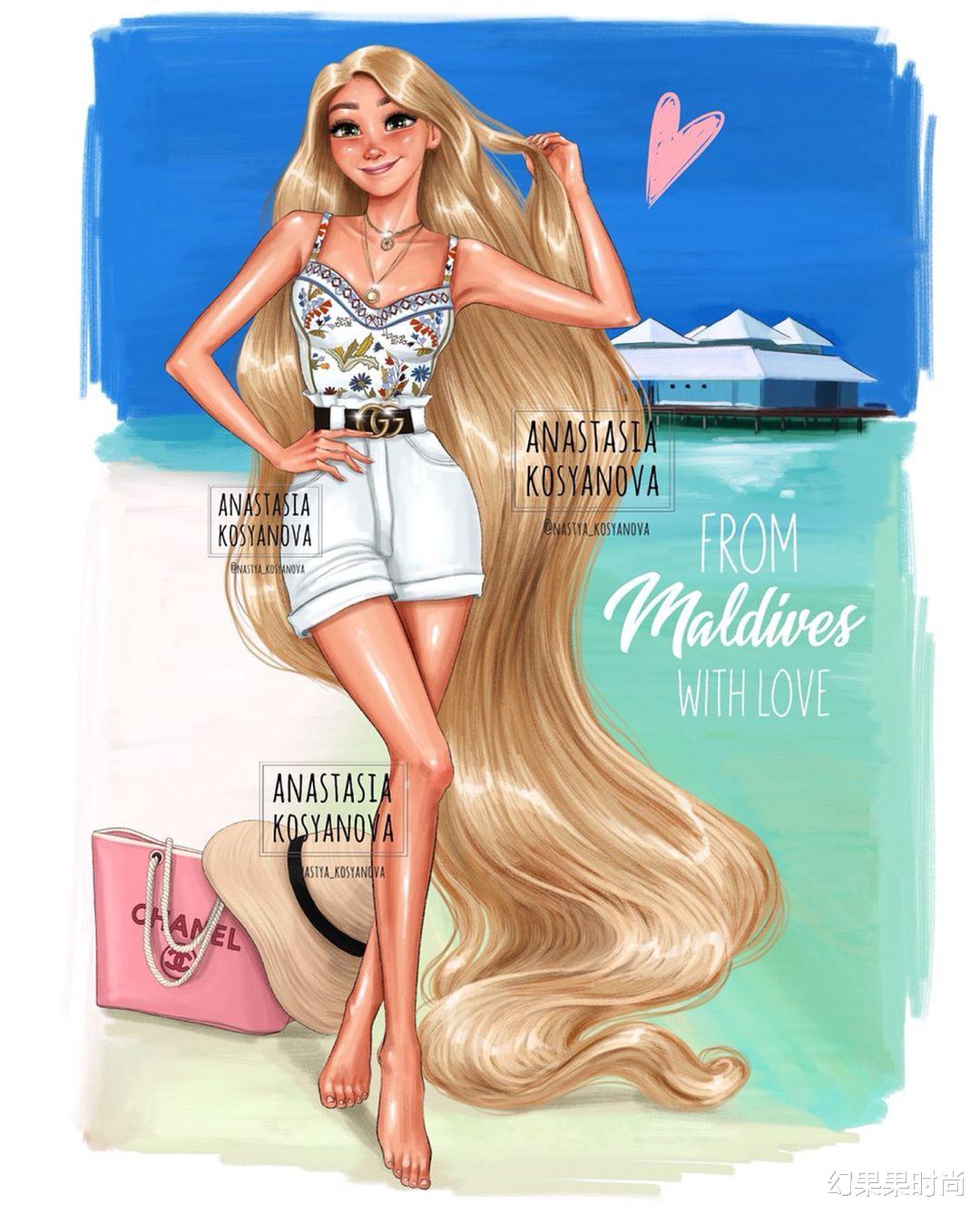 幻果果时尚|迪士尼公主换上现代穿搭look，插画家打造时髦的公主装扮！