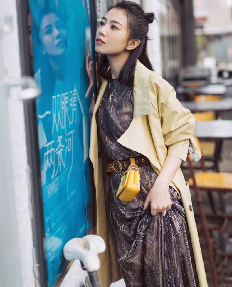 美术生女儿和电商老爸|MUSY明星同款  秋装风衣 高圆圆同款 卡其色经典风衣