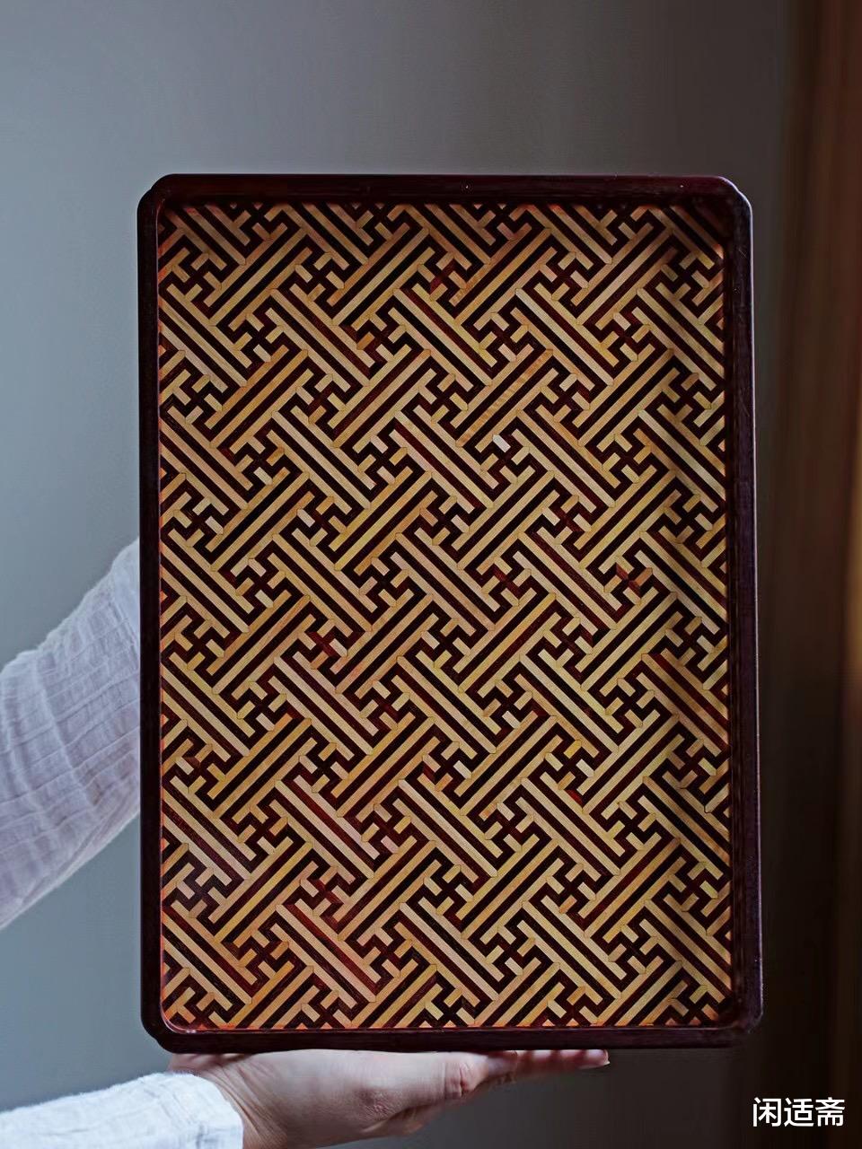 紫砂|万字锦地纹,紫檀文承盘,文房藏品