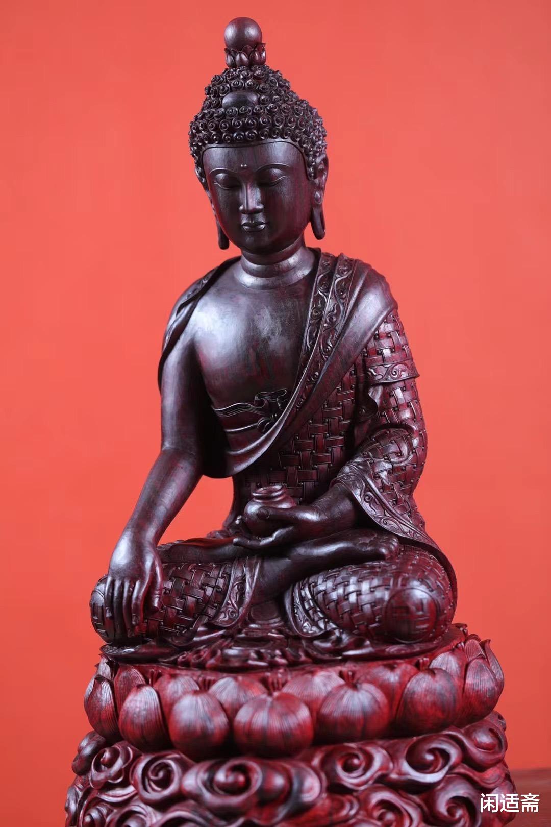 雕刻|紫檀木，名家清刀雕刻作品，药师佛造像