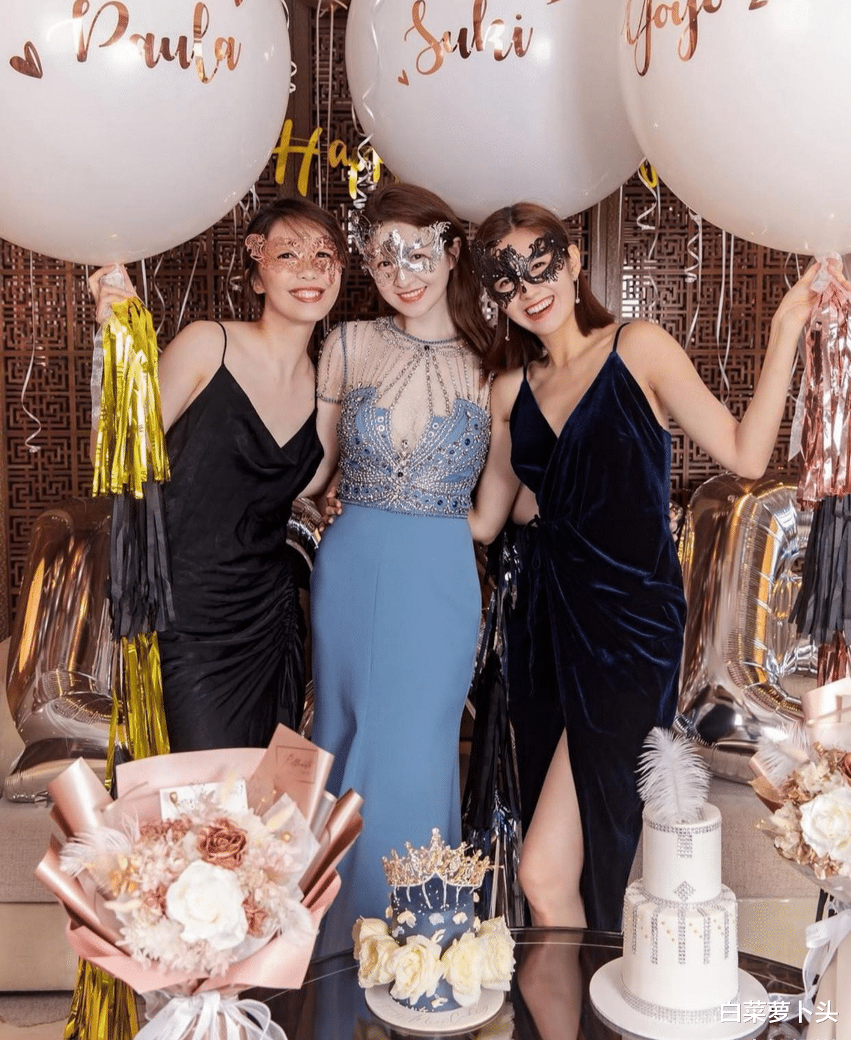 陈自瑶|一众贵妇举办派对！陈自瑶穿高叉晚礼服，三孩妈妈徐菁遥最性感