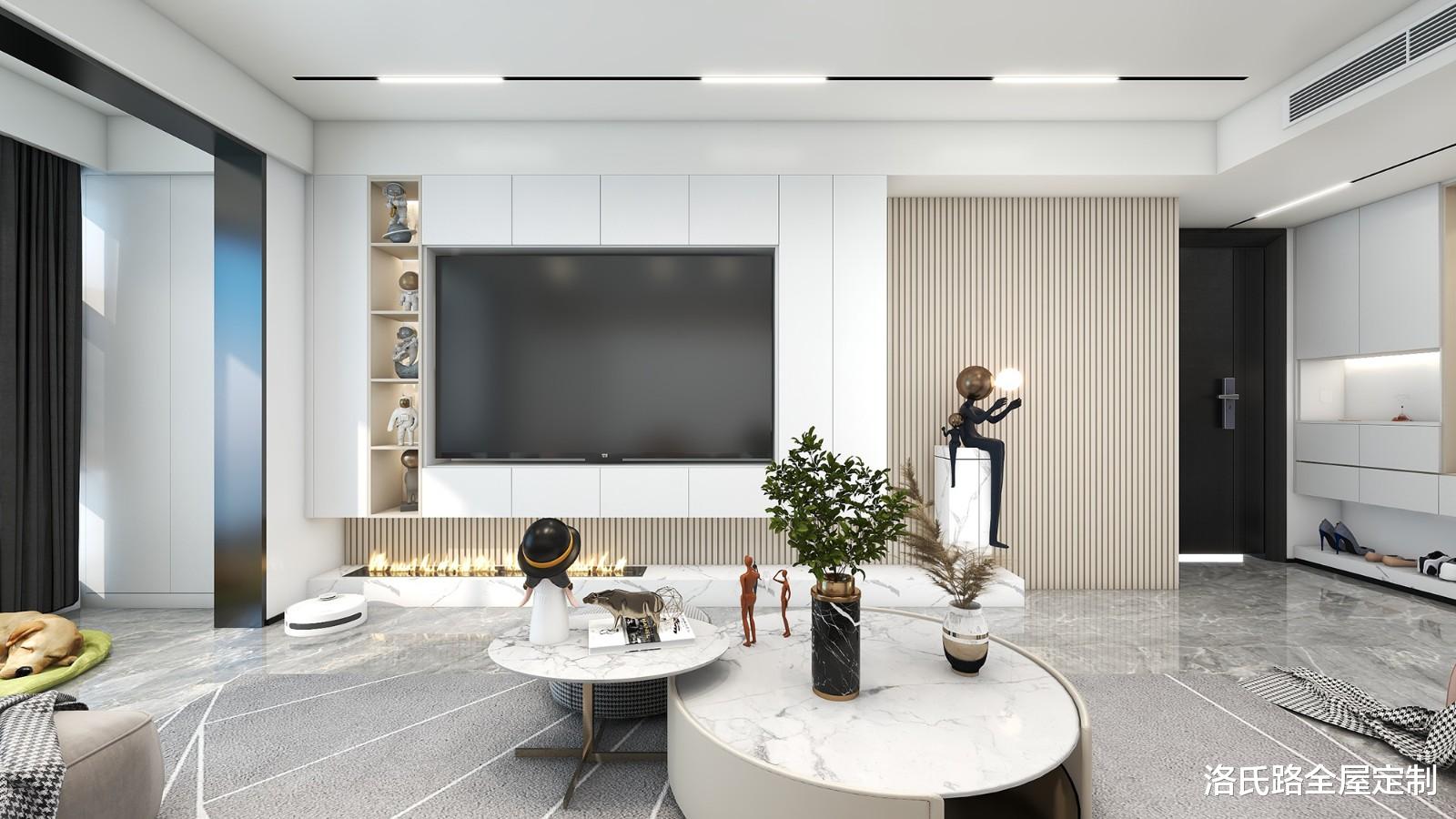 |纯粹无杂的现代效果，由繁到简，还原家最初的温暖