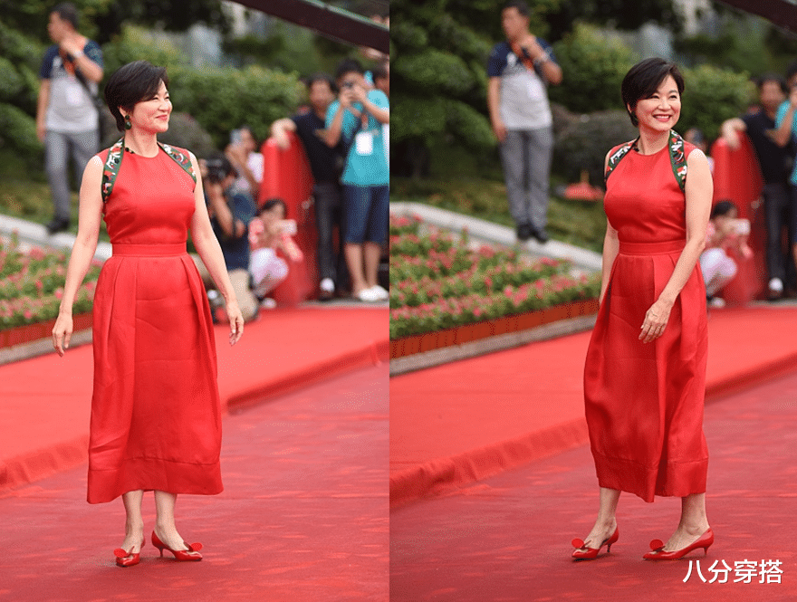 八分穿搭 67岁林青霞好像不会老，穿一袭红裙风采依旧，端庄稳重又有气场