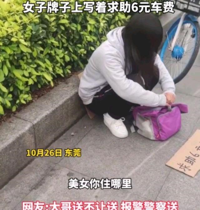 东莞街头一女子求助6元车费,好心大哥提出免费送,女子低头不语
