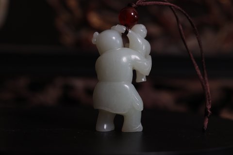 和田玉籽料|和田玉籽料双囍童子