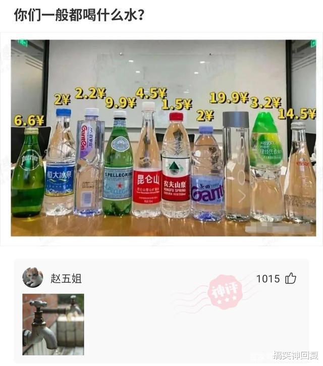 搞笑神回复|神回复：“你们一般喝什么水？”我一般就是最贵的那种水！哈哈！