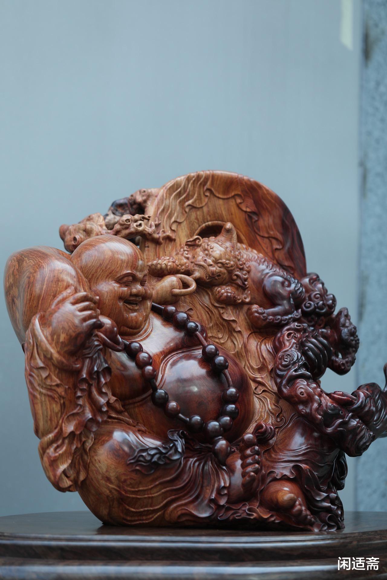 黄花梨|超大黄花梨木雕，招财弥勒佛，居家案头陈设摆件