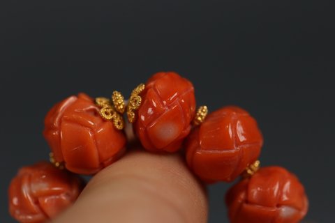 珊瑚|清 珊瑚绳结手串