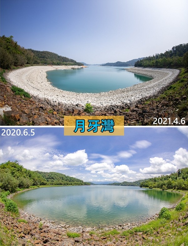 夜星看世界 四张对比图片，带你看看台湾的旱情有多严重。