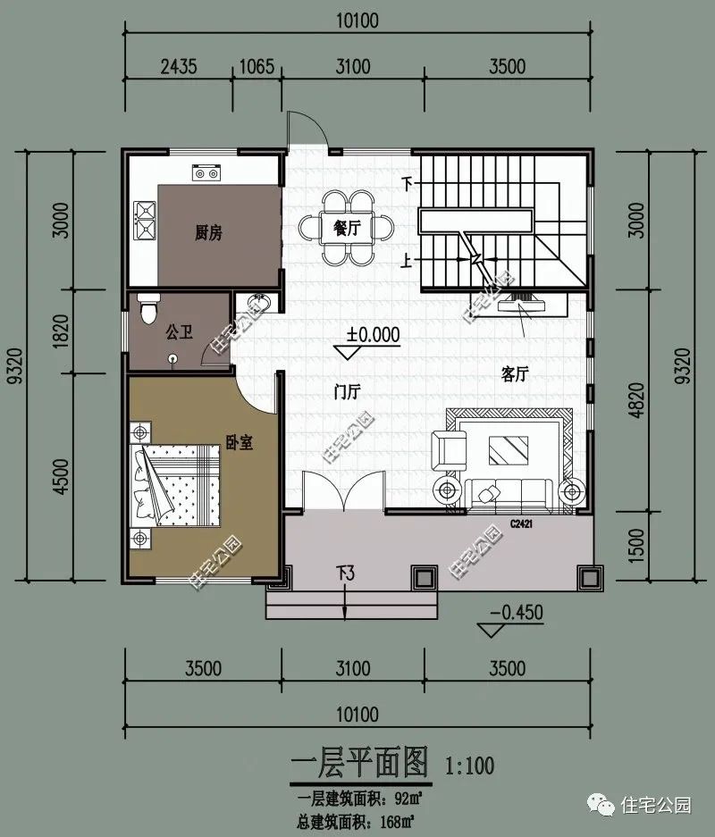 别墅|10.3m*9.6m，占地99平的二层别墅，人人都能盖得起