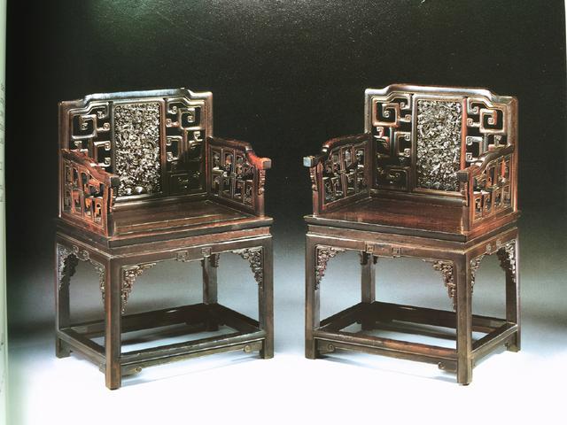 紫檀|恭王府旧藏一组清乾隆紫檀云龙纹扶手椅