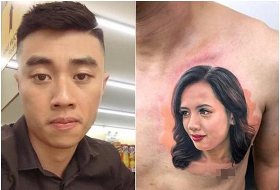 睹图说 男子历经9小时刺痛将妻子照片纹在胸前,称爱一个人就应刻在心上