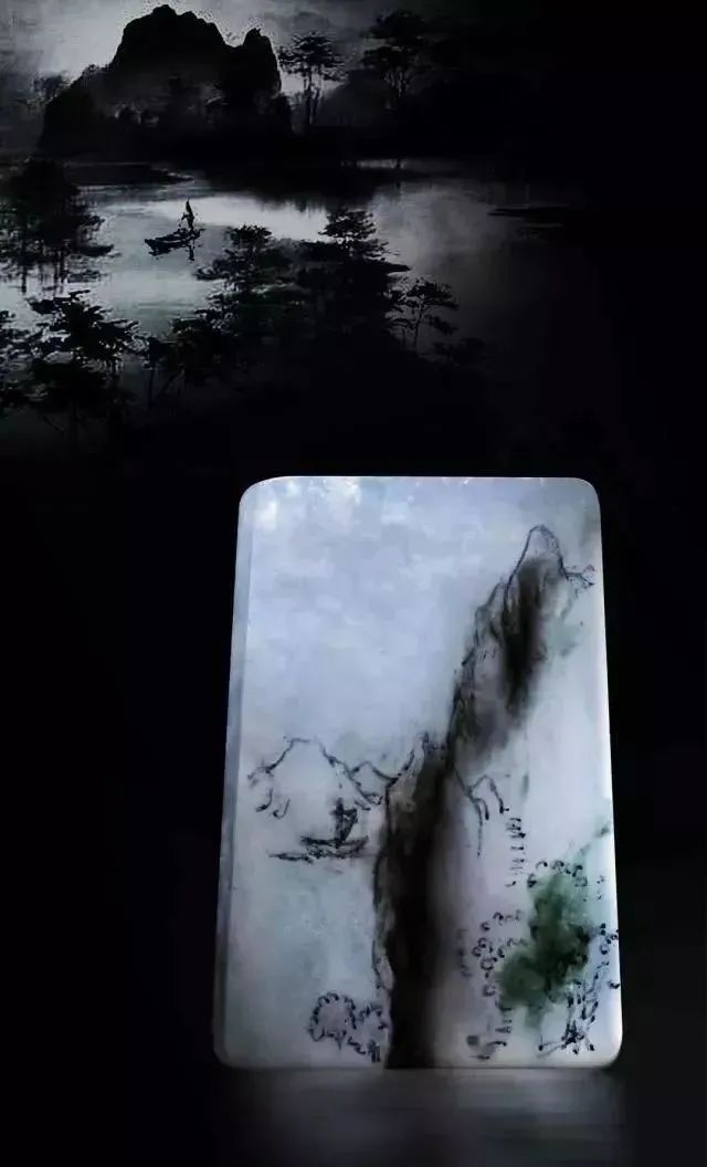 翡翠|难得一遇的“黑白”翡翠，仅需寥寥几笔，尽显一番国画之风采