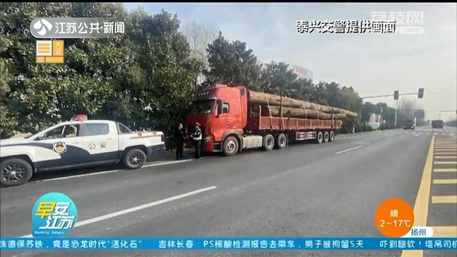 货车装载超长被泰兴交警拦下 一查竟发现更大“猫腻”
