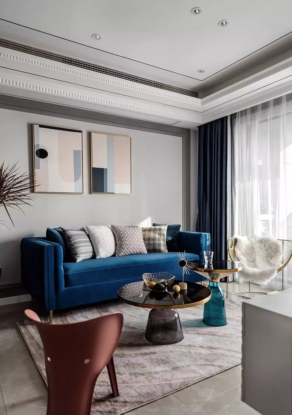 89㎡现代欧式混搭风，优雅经典蓝搭配，亲朋好友都说美爆了！