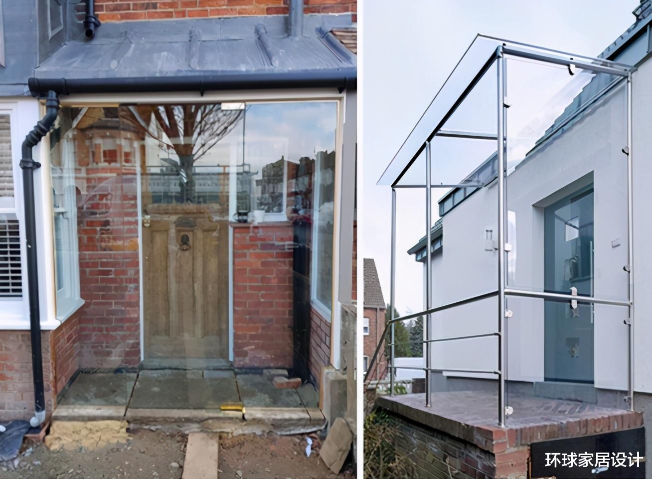 |买一楼可在门前装个玻璃房，省空间有下沉式效果，雨天超方便！